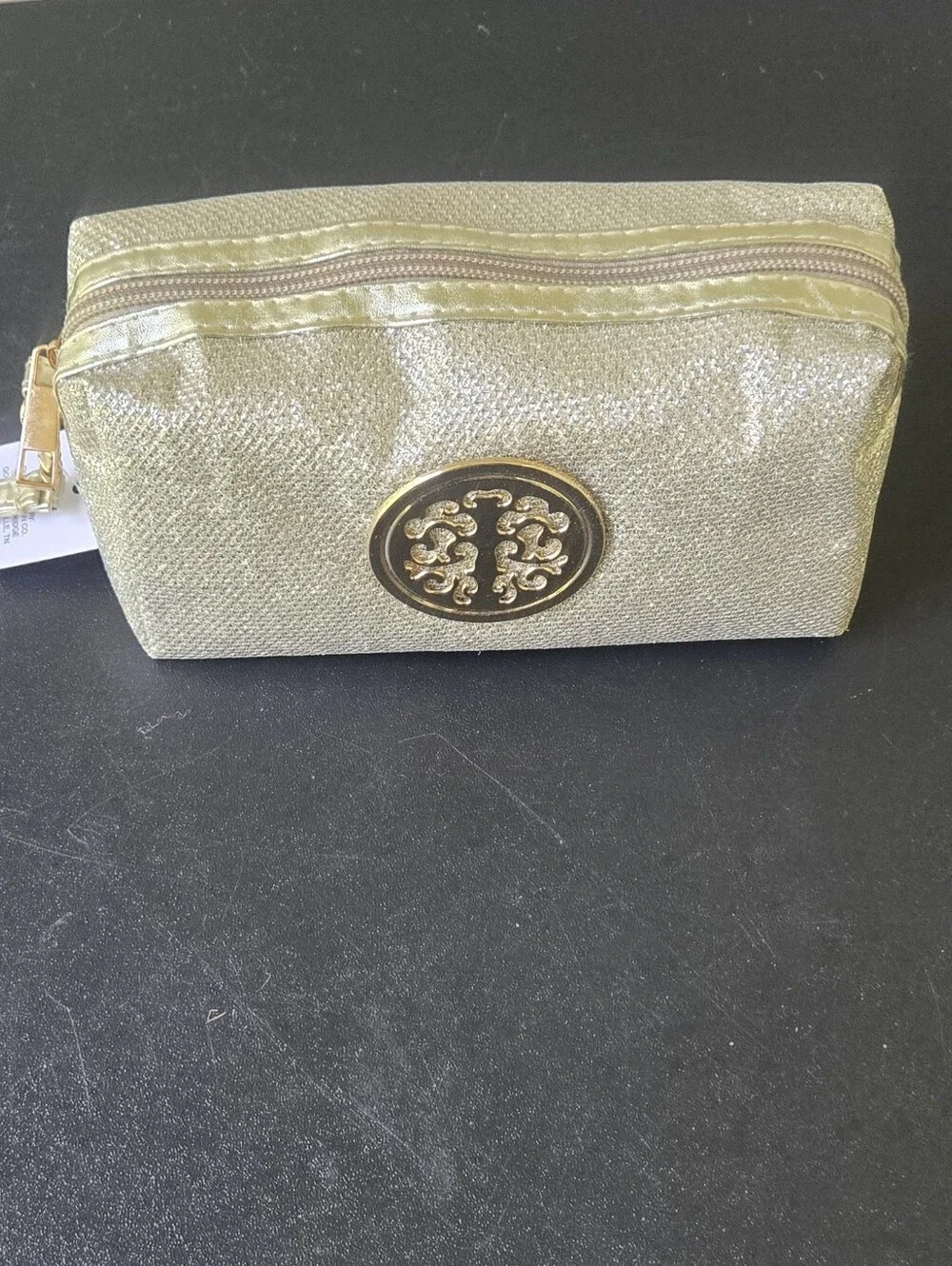 Gold Metallic Wristlet Clutch/ Cosmetic Bag - Shimmer Finish